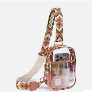 Stylish Telena Clear Crossbody Sling Bag with Patterned Strap